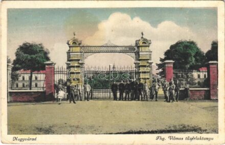 Nagyvárad, Oradea; Főherceg Vilmos tüzérlaktanya, katonák / Hungarian military barracks, soldiers (fl)
