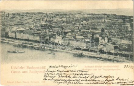1899 (Vorläufer) Budapest, látkép madártávlatból Erzsébet híd nélkül még (EK)