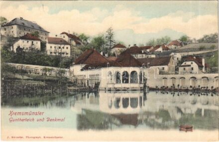 Kremsmünster, Guntherteich und Denkmal / lake and statue