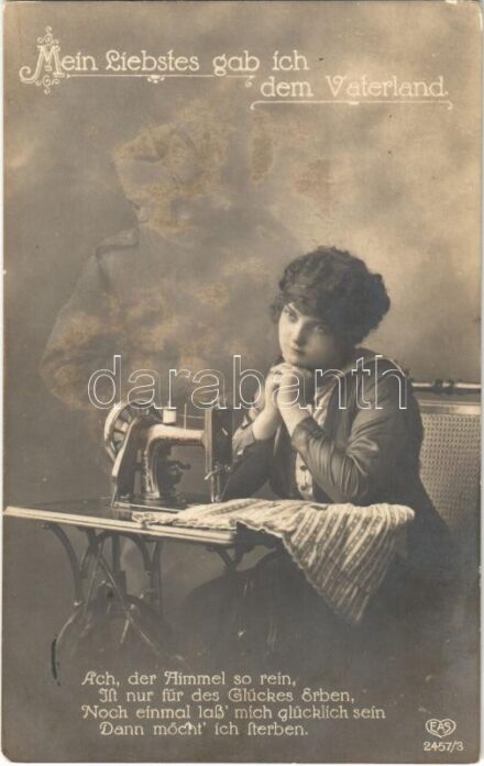 1916 Mein Liebstes gab ich dem Vaterland... / WWI Austro-Hungarian K.u.K. military, romantic couple. EAS 2457/3. + 'K.u.K. 34. Infanterietruppendivisionskommando Platzkommando' (fl)