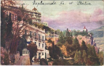 1925 Merano, Meran (Südtirol); Café Gilf, Pension Orderstein mit Promenade (fl)