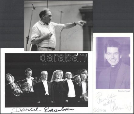 4 db világhírű karmester, zeneszerző Barenboim, Sebastian Weigle, stb dedikált fotója 18x13- 25x17 cm-ig.