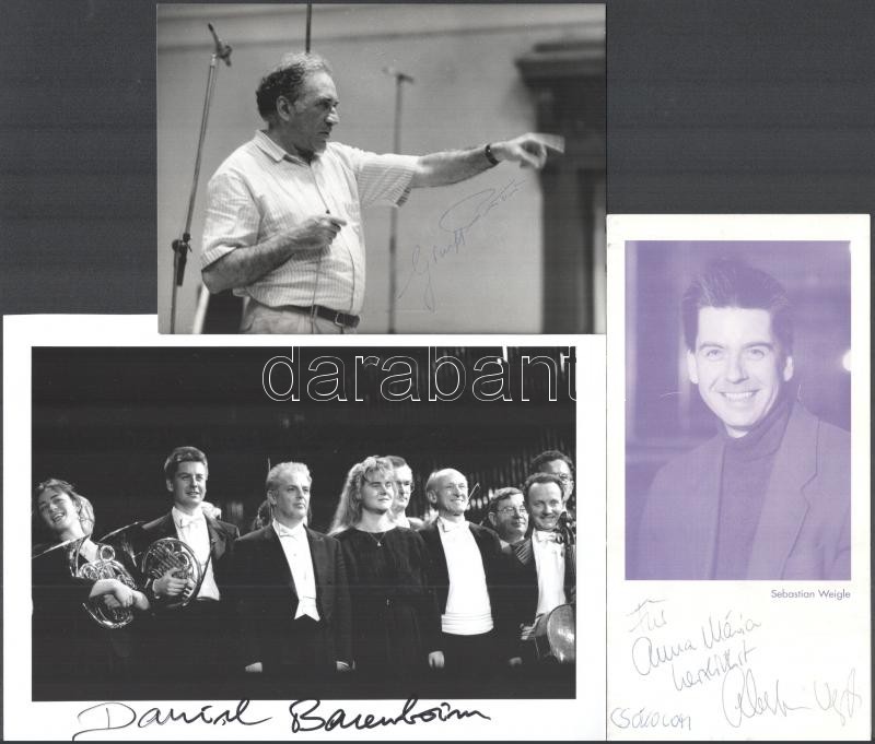 4 db világhírű karmester, zeneszerző Barenboim, Sebastian Weigle, stb dedikált fotója 18x13- 25x17 cm-ig.