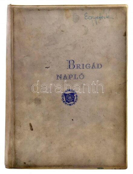 1972 Brigádnapló, a MOM Kalibergyár vállalat Egyetértés szocialista brigádjának naplója, 1972-től kezdődően vezetve, benne fényképek is, foltos borítóval.