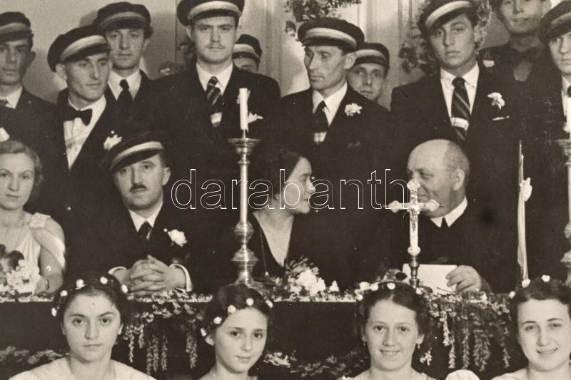 cca 1930 Flavia corp. Levente és kisasszony avatás Kaulich pecséttel jelzett fotó 17x24 cm - Image 2