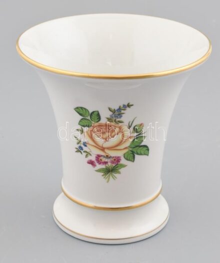 Herendi virágmintás váza, kézzel festett, jelzett, hibátlan, m: 14 cm, d: 14 cm