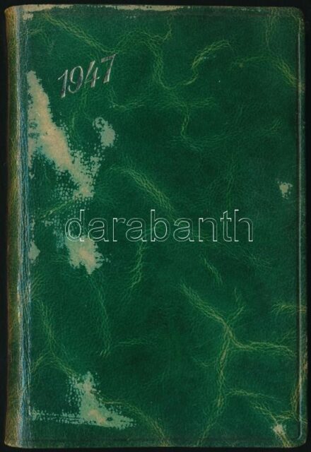 1947 Előjegyzési naptár, notesz bőr borítóval. Kitöltetlen, szép állapotban