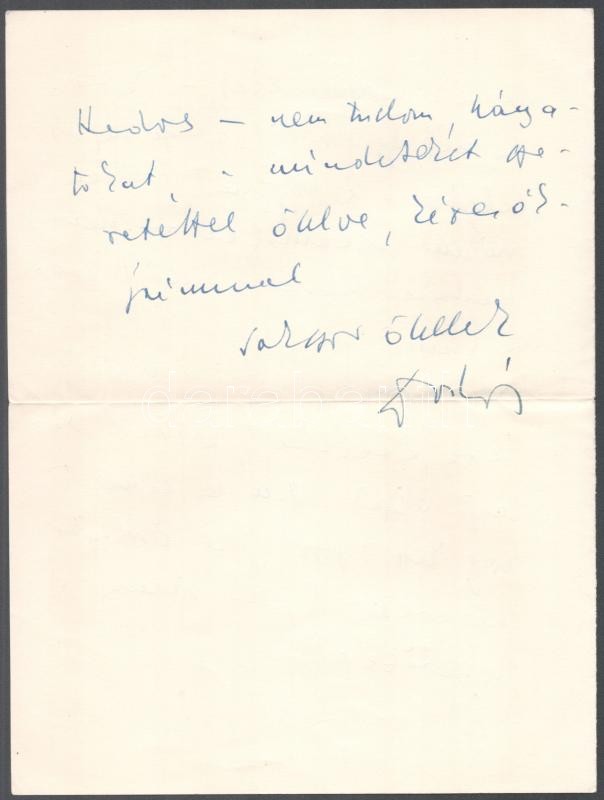 Győry Dezső (Wallentinyi) (1900-1974) háromszoros József Attila-díjas költő, író, újságíró. autográf levele Vass László (1905-1950) újságíró, kritikusnak irodalmi és magánéleti kérdésekről, megemlítva Móricz Zsigmondot - Image 3
