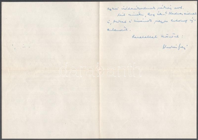 Vadász Ferenc (1916-2009) író, újságíró..autográf, személyes hangú levele Vass László (1905-1950) újságíró, kritikusnak irodalmi és magánéleti ügyekben mint az MKP titkára - Image 2