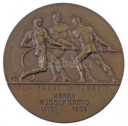 Ausztria / Bécs 1968. 'Bécsi Kereskedelmi Kamara / Hűséges Munkáért - Rudolf Drevo úrnak Bécs 1968' Br emlékérem eredeti tokban. Szign.: Grienauer (50mm) T:1- Austria / Vienna 1968. 'Kammer der Gewerblichen Wirtschaft für Wien (Chamber