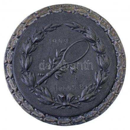 1949. 'Országos Vasutas Sport Titkárság' kétoldalas tenisz díjérem (47mm) T:2