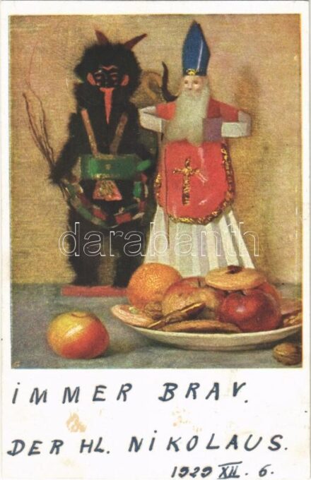 Krampus with Saint Nicholas. M. M. Nr. 1297. (fl)