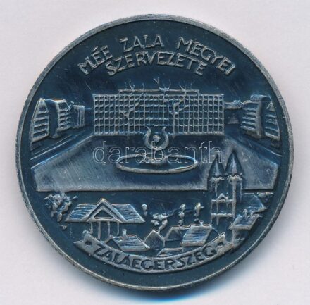 Szabolcs Péter (1942-) 1984. 'MÉE Zala megyei szervezete - Zalaegerszeg / Zalaegerszeg rendezett tanácsú város 1885-1985' ezüstpatinázott Br emlékérem (42,5mm) T:1- Adamo ZE2