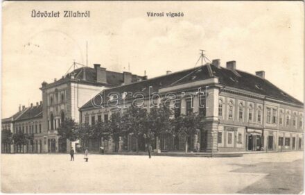 1911 Zilah, Zalau; Városi vigadó étterem, Gamentzy Ödön és Papp István üzlete / restaurant, shops (EK)