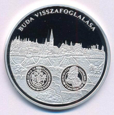 DN 'A magyar pénz krónikája - Buda visszafoglalása' Ag emlékérem tanúsítvánnyal (20g/0.999/38,61mm) T:PP