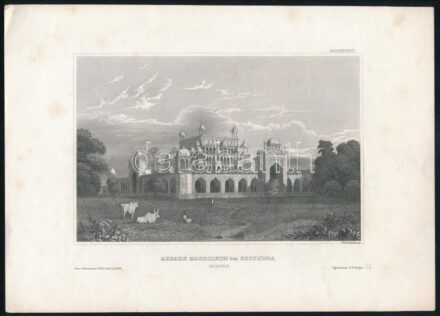 cca 1840 Rottmann: Akbar's Mausoleum bei Secunda in Indien, metszet, 13×19 cm