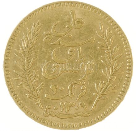Tunézia 1892A 20Fr Au (6,46g/0.900) T:2 Tunisie 1892A 20 Francs Au (6,46/0.900) C:XF Krause KM# 227