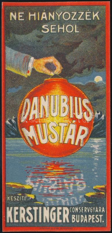 Danubius mustár Kerstinger Konzervgyára litho számolócédula