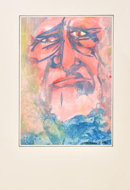 Kelemen Pál (1942-1999): Önarckép, 1980. Olaj, papír, jelzett. Papírry kasírozva. 26,5x18,5 cm
