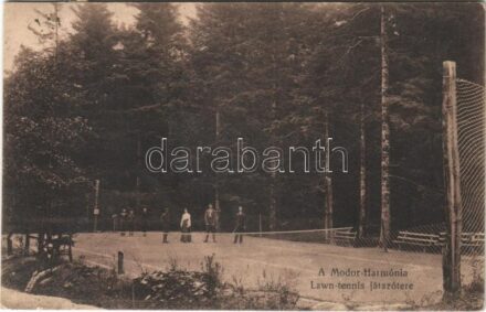 1916 Modor-Harmónia, Modor, Modra; Lawn tenisz játszótere. Laczkovich Róbert kiadása / tennis court