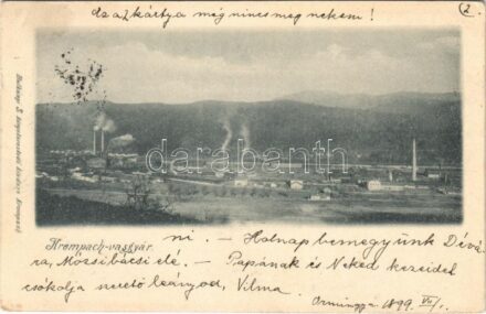 1899 (Vorläufer) Korompa, Krompach, Krompachy; vasgyár. Balkányi S. / iron works, factory