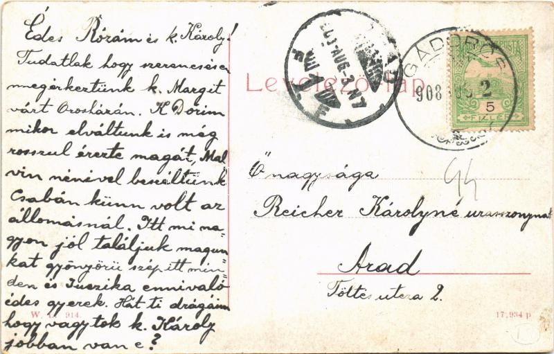 1908 Arad, Csanádi palota, lovas hintók. W.L. 914. / palace, horse chariot (EK) - Image 2