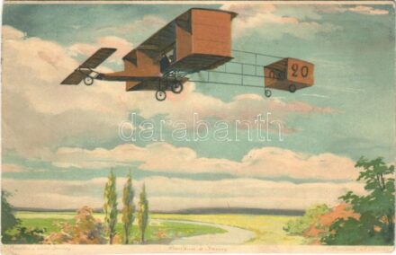Louis Paulhan pioneering French aviator's biplane aircraft. Meissner & Buch Künstler-Postkarten Serie 1715. 'Aeroplane' (EB)