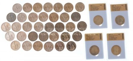 Amerikai Egyesült Államok 2007-2016. 1$ Cu-Ni-Zn (39xklf) 'Elnöki Dollárok' T:PP,1 patina USA 2015-2016. 1 Dollar Cu-Ni-Zn (39xdiff) C:PP,UNC patina