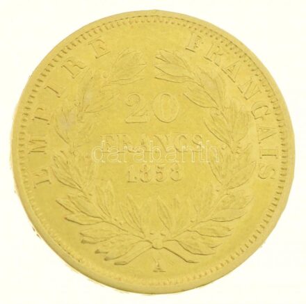 Franciaország / Második Császárság 1858A 20Fr Au 'III. Napóleon' (6,40g/0.900) T:2,2- France / Second Empire 1858A 20 Francs Au 'Napoleon III' (6,40g/0.900) C:XF,VF Krause KM#781.1