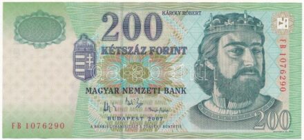 2007. 200Ft 'FB 1076290' T:III szép papír Hungary 2007. 200 Forint 'FB 1076290' C:F fine paper