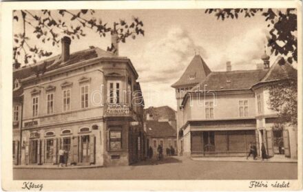 Kőszeg, Fő téri részlet, drogéria, fogorvos, úri és női fodrász