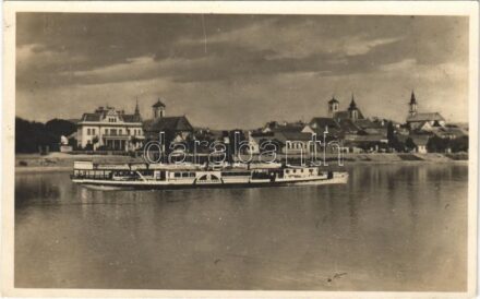 1938 Szentendre, Dunaparti részlet a 'SZENTENDRE' gőzüzemű oldalkerekes személyhajóval
