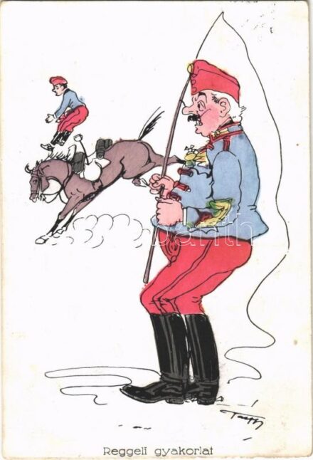 1939 Reggeli gyakorlat / Hungarian military art, hussars + 'M. KIR. POSTA'