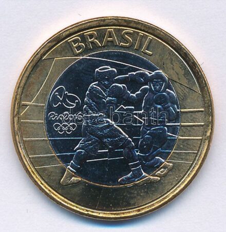 Brazília 2016. 1R bimetál 'Riói Olimpia 2016 - Box' forgalmi emlékpénz T:1 Brasil 2016. 1 Real Bimetallic 'Rio Olympics 2016 - Box' circulating commemorative coin C:UNC Krause KM# 724