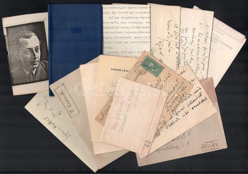 cca 1920-1940 A két világháború közötti határon túli magyar irodalom lenyomata. Vass László (1905-1950) újságíró, kritikusnak írt levelek Sándor László (1909-?) irodalomkritikus, Peéry Rezső, Győry Dezső (Wallentinyi)