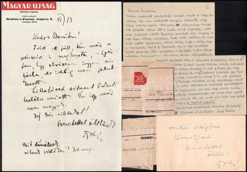 cca 1920-1940 A két világháború közötti határon túli magyar irodalom lenyomata. Vass László (1905-1950) újságíró, kritikusnak írt levelek Sándor László (1909-?) irodalomkritikus, Peéry Rezső, Győry Dezső (Wallentinyi) - Image 4