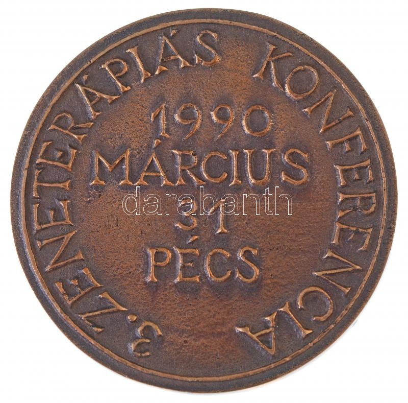 Kampfl József (1938- ) 1990. 'Albert Schweitzer 1875-1965 / 3. Zeneterápiás Konferencia 1990 március 31 Pécs' öntött Br emlékérem (69mm) T:1-,2 - Image 2