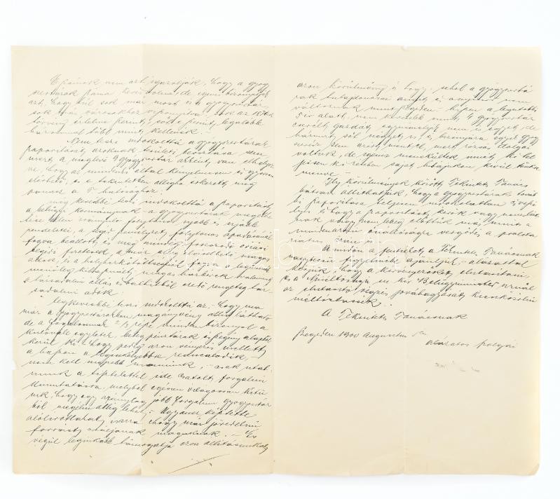 1900 Szobonyai Kálmán szegedi gyógyszerész folyamodvány a szegedi tanácshoz mnelyben a gyógyszertárak számának növelése ellen szólal fel, számba véve a meglévő gyógyszertárakat 3 beírt oldalon - Image 2