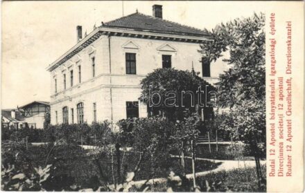 1910 Brád, Rudai 12 Apostol bányatársulat igazgatósági épülete. Gedő Manó fényképész felvétele, Joan Cuteán kiadása / Directiunea societati 12 apostoli / directorate of the mine (r)