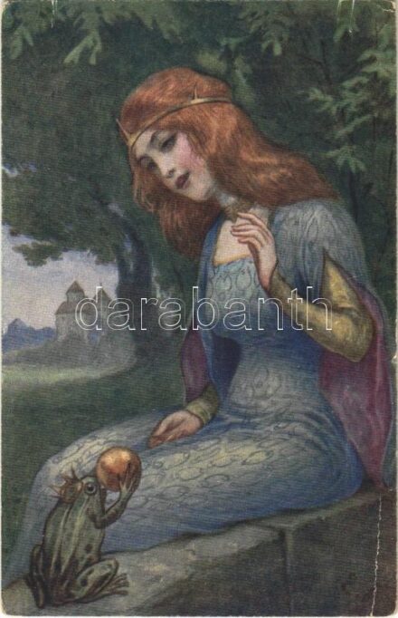Der Froschkönig / A békakirály / Frog King. Lady art postcard. Wiener Volkskunst P.G.W.I. 645. s: E. Payer (EB)