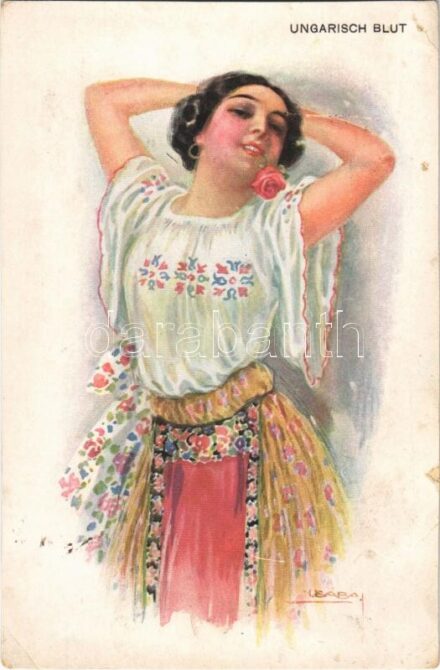 1919 Ungarisch Blut / Lady art postcard, Hungarian folklore. 'ERKAL' Nr. 331/3. s: Usabal (r)