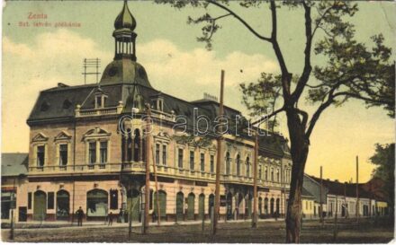 1911 Zenta, Senta; Szent István plébánia, Fekete Sándor üzlete. Kabos Ármin kiadása / parish, shops (r)