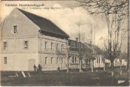 Bácsfeketehegy, Feketic; Gróf Széchenyi utca, Welker és Hoffmann féle gőzmalom. Knefély Károly kiadása / street view, steam mill (EK)