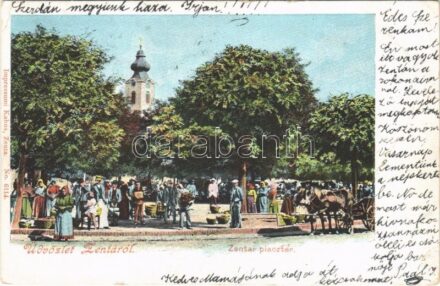 1906 Zenta, Senta; Piactér, piaci árusok. Impressiumi Kabos No. 6114. / marketplace, market vendors (fa)