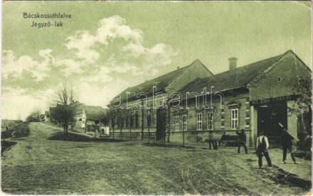 Bácskossuthfalva, Kossuthfalva, Moravica, Ómoravica, Stara Moravica; Jegyző lak, Klein Manó üzlete. Harcsa Mihály kiadása / notary's house, shop (EB)