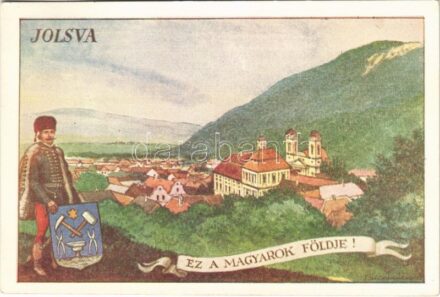 Jolsva, Jelsava; Ez a magyarok földje! / Hungarian irredenta art postcard s: Biczó András