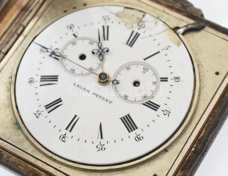 cca 1880 Loehr perpetual patent niellós ezüst zsebóra automata nikkelezett kalapácsos, kulcsos felhúzású szerkezettel. Jelzett tok, szerkezet. Járástartalék kijelzéssel. Tokszám, szerkezetszám: No. 497. Jelzett ezüst. Későbbi - Image 2