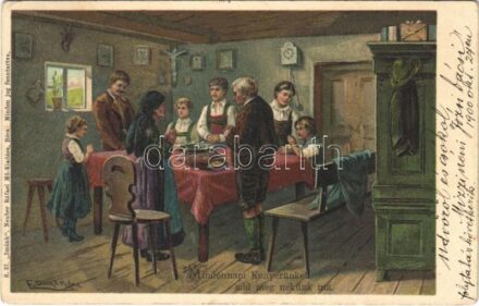 1900 Mindennapi kenyerünket add meg nekünk ma... Neuber Rafael Mű-Kiadása 'Imánk' S. 37. litho s: Döcker jun. (EB)