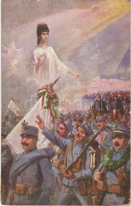 Büszke vagyok magyarjaimra! A m. kir. honvédelmi minisztérium hadsegélyező hivatala kiadása / WWI Austro-Hungarian K.u.K. military art postcard, patriotic propaganda, charity fund (EB)