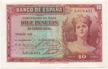 Spanyolország 1935. 10P T:I- Spain 1935. 10 Pesetas C:AU